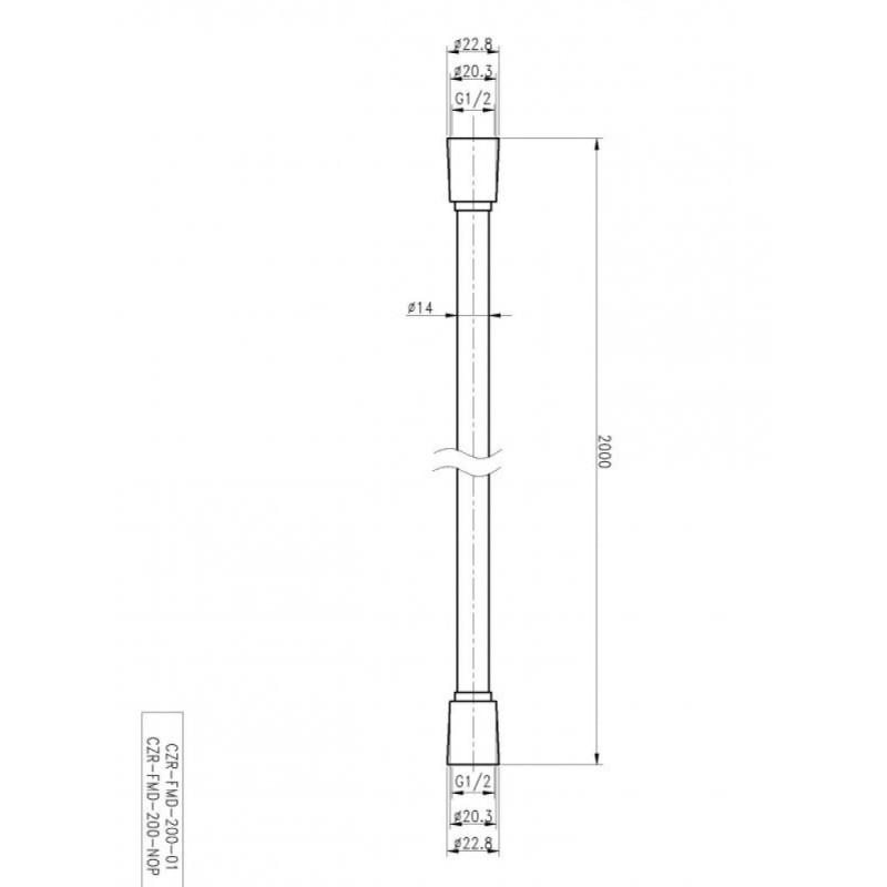 Душевой шланг Cezares PVC 200 см, черный матовый, CZR-FMD-200-NOP