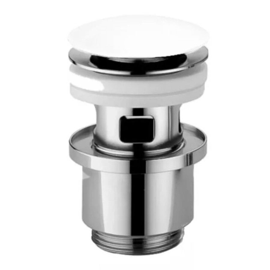 Донный клапан Cezares CZR-SAT25-BIO, click-clack, с переливом, белый матовый