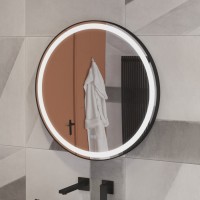 Зеркало Cezares Cadro 70 см, со встроенной подсветкой, сенсорным выключателем и подогревом, рама черная, CZR-SPC-CADRO-700-LED-TCH-WARM