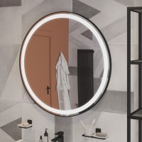 Зеркало Cezares Cadro 90 см, со встроенной подсветкой, сенсорным выключателем и подогревом, рама черная, CZR-SPC-CADRO-900-LED-TCH-WARM