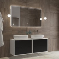 Зеркало Cezares Duet 140 x 80 см, с лазерной гравировкой, контурной подсветкой и сенсорным выключателем, белое, CZR-SPC-DUET-1400-800-LED-TCH