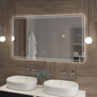 Зеркало Cezares Duet 140 x 80 см, с лазерной гравировкой, контурной подсветкой и сенсорным выключателем, белое, CZR-SPC-DUET-1400-800-LED-TCH