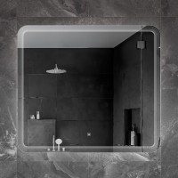 Зеркало Cezares Duet 90 x 80, с лазерной гравировкой, контурной подсветкой и сенсорным выключателем, белое, CZR-SPC-DUET-900-800-LED-TCH