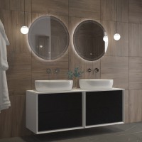 Зеркало Cezares Eco 60 см, с лазерной гравировкой, контурной подсветкой и сенсорным выключателем, белое, CZR-SPC-ECO-600-LED-TCH