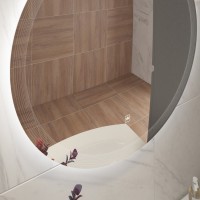 Зеркало Cezares Eco 80 х 80 см, с лазерной гравировкой, контурной подсветкой и сенсорным выключателем, белое, CZR-SPC-ECO-800-LED-TCH