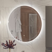 Зеркало Cezares Eco 80 х 80 см, с лазерной гравировкой, контурной подсветкой и сенсорным выключателем, белое, CZR-SPC-ECO-800-LED-TCH