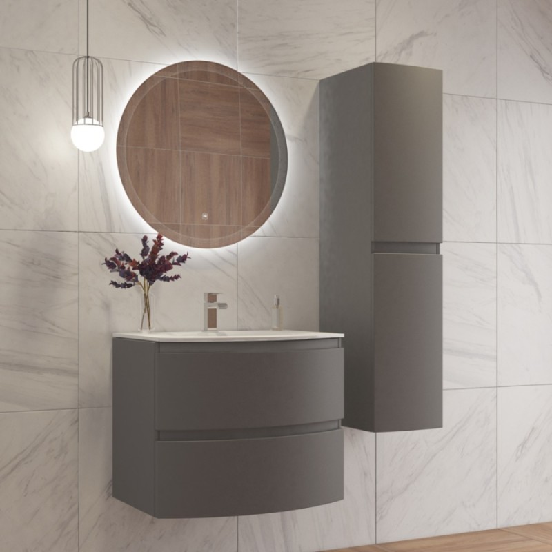 Зеркало Cezares Eco 80 х 80 см, с лазерной гравировкой, контурной подсветкой и сенсорным выключателем, белое, CZR-SPC-ECO-800-LED-TCH