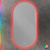 Зеркало Cezares Ellise CZR-SPC-ELS-500-950-RGB-TCH, 50 см, с подсветкой RGB, цвет белый