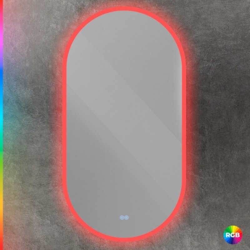 Зеркало Cezares Ellise CZR-SPC-ELS-500-950-RGB-TCH, 50 см, с подсветкой RGB, цвет белый