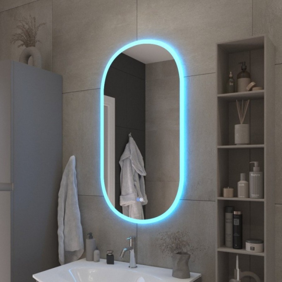 Зеркало Cezares Ellise CZR-SPC-ELS-500-950-RGB-TCH, 50 см, с подсветкой RGB, цвет белый