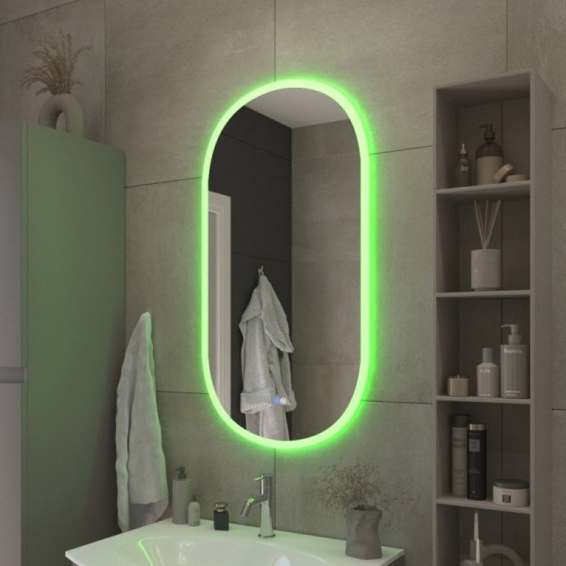 Зеркало Cezares Ellise CZR-SPC-ELS-550-1050-RGB-TCH, 50 см, с подсветкой RGB, цвет белый