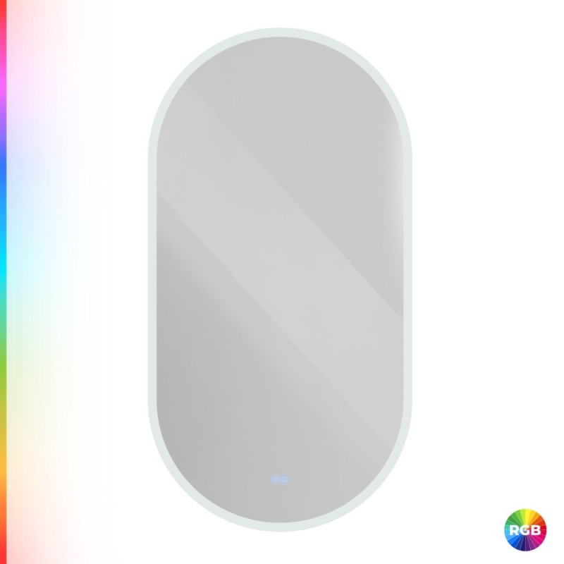 Зеркало Cezares Ellise CZR-SPC-ELS-550-1050-RGB-TCH, 50 см, с подсветкой RGB, цвет белый
