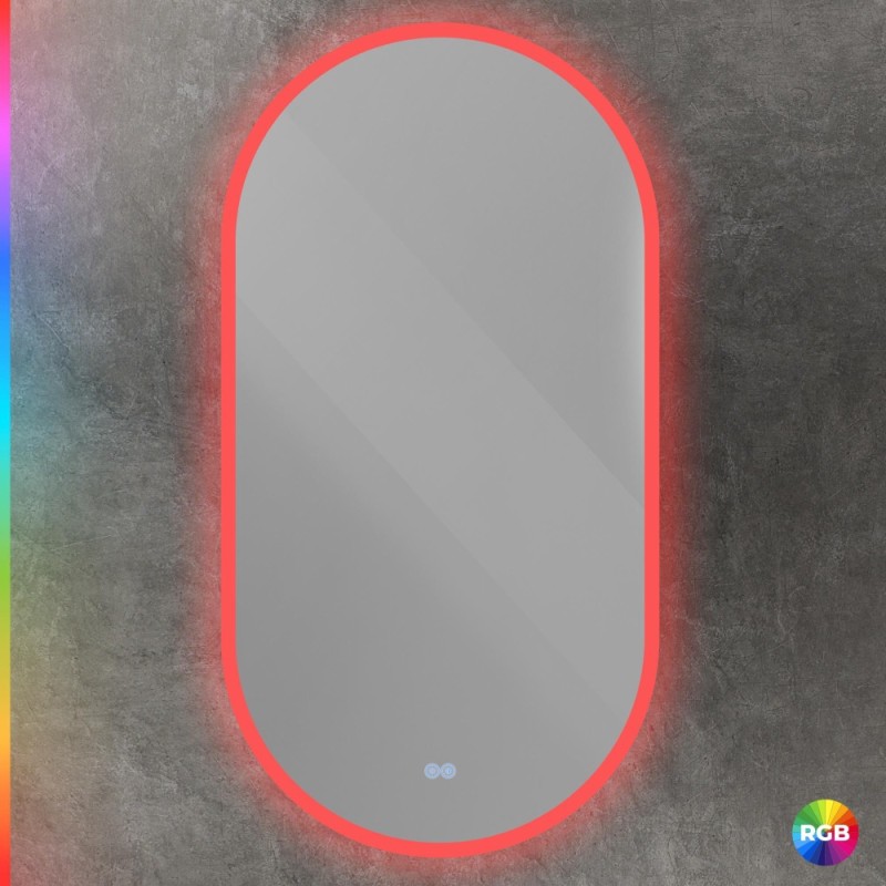 Зеркало Cezares Ellise CZR-SPC-ELS-550-1050-RGB-TCH, 50 см, с подсветкой RGB, цвет белый