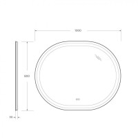 Зеркало Cezares Glubileo 100 x 80 см, со встроенной подсветкой, сенсорным выключателем и подогревом, белое, CZR-SPC-GIUBILEO-1000-800-TCH-WARM