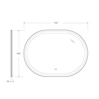 Зеркало Cezsres Glubileo 110 x 80 см, со встроенной подсветкой, сенсорным выключателем и подогревом, белое, CZR-SPC-GIUBILEO-1100-800-TCH-WARM