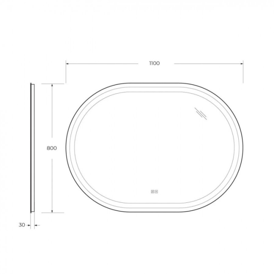 Зеркало Cezsres Glubileo 110 x 80 см, со встроенной подсветкой, сенсорным выключателем и подогревом, белое, CZR-SPC-GIUBILEO-1100-800-TCH-WARM
