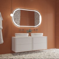 Зеркало Cezares Glubileo 150 x 80 см, со встроенной подсветкой, сенсорным выключателем и подогревом, белое, CZR-SPC-GIUBILEO-1500-800-TCH-WARM