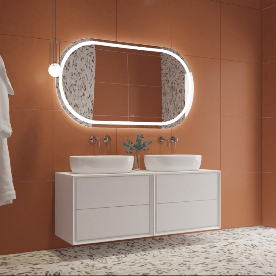 Зеркало Cezares Glubileo 150 x 80 см, со встроенной подсветкой, сенсорным выключателем и подогревом, белое, CZR-SPC-GIUBILEO-1500-800-TCH-WARM