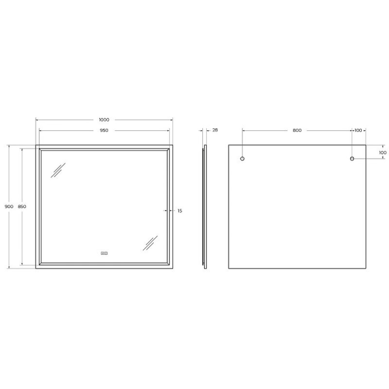 Зеркало интерьерное Cezares Interni CZR-SPC-INT-1000-900-LED-TCH-WARM-BL, 100 см, с LED подсветкой и сенсорным выключателем, Bianco Lucido