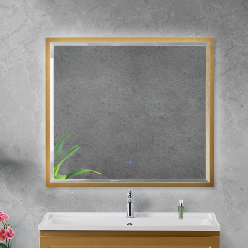 Зеркало интерьерное Cezares Interni CZR-SPC-INT-1000-900-LED-TCH-WARM-BORO, 100 см, с LED подсветкой и сенсорным выключателем, рама золото брашированное