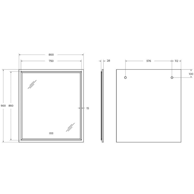 Зеркало интерьерное Cezares Interni CZR-SPC-INT-800-900-LED-TCH-WARM-TIT, 80 см, с LED подсветкой и сенсорным выключателем, титан