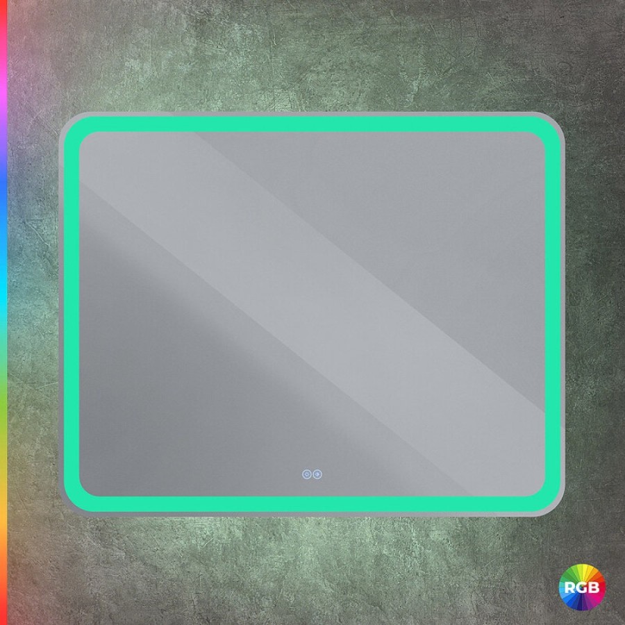 Зеркало Cezares Multicolore CZR-SPC-MC-1000-800-RGB-TCH, 100 см, с разноцветной подсветкой и сенсорным выключателем, с памятью