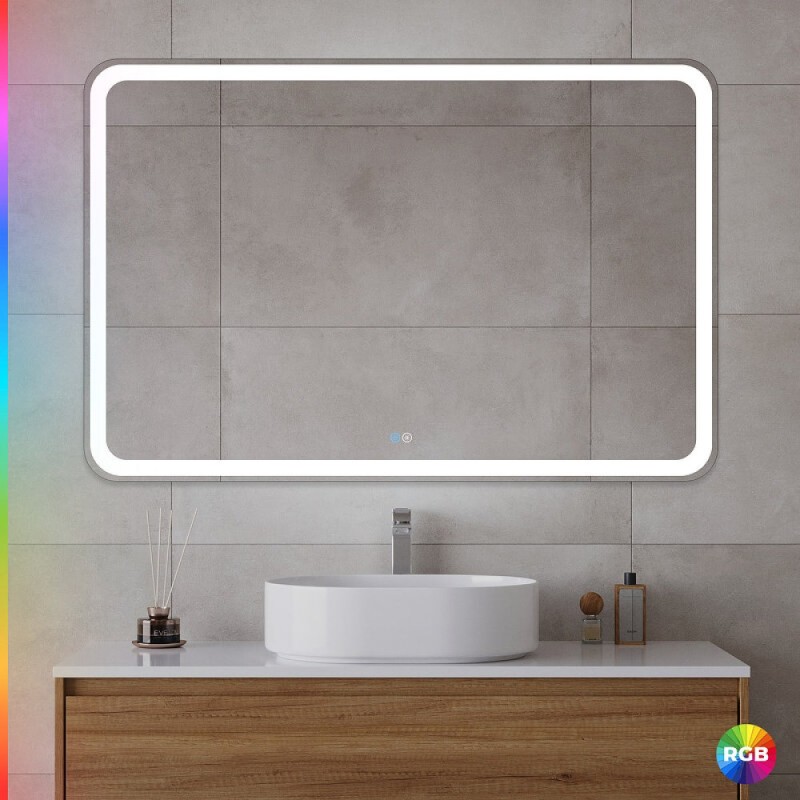 Зеркало Cezares Multicolore CZR-SPC-MC-1200-800-RGB-TCH, 120 см, с разноцветной подсветкой и сенсорным выключателем, с памятью