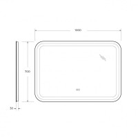Зеркало Cezares Stylus 100 x 70 см, со встроенной подсветкой, сенсорным выключателем и подогревом, белое, CZR-SPC-STYLUS-1000-700-TCH-WARM