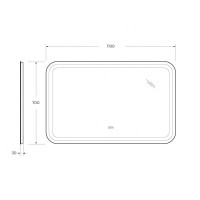 Зеркало Cezares Stylus 110 x 70 см, со встроенной подсветкой, сенсорным выключателем и подогревом, белое, CZR-SPC-STYLUS-1100-700-TCH-WARM