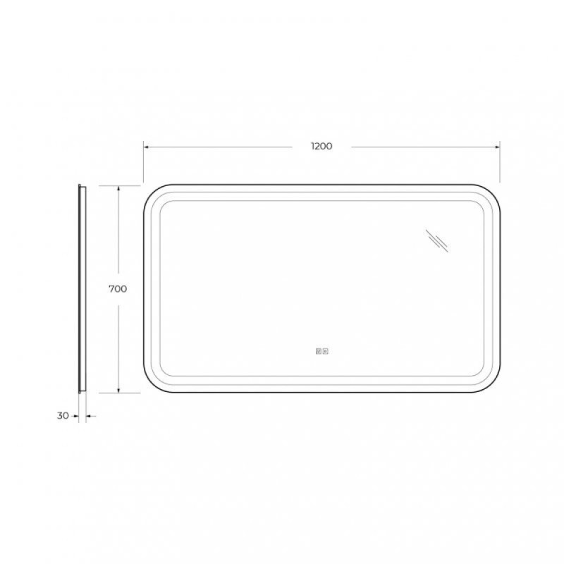 Зеркало Cezares Stylus 120 x 70 см, со встроенной подсветкой, сенсорным выключателем и подогревом, белое, CZR-SPC-STYLUS-1200-700-TCH-WARM