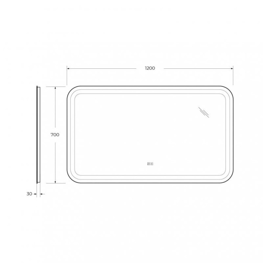 Зеркало Cezares Stylus 120 x 70 см, со встроенной подсветкой, сенсорным выключателем и подогревом, белое, CZR-SPC-STYLUS-1200-700-TCH-WARM