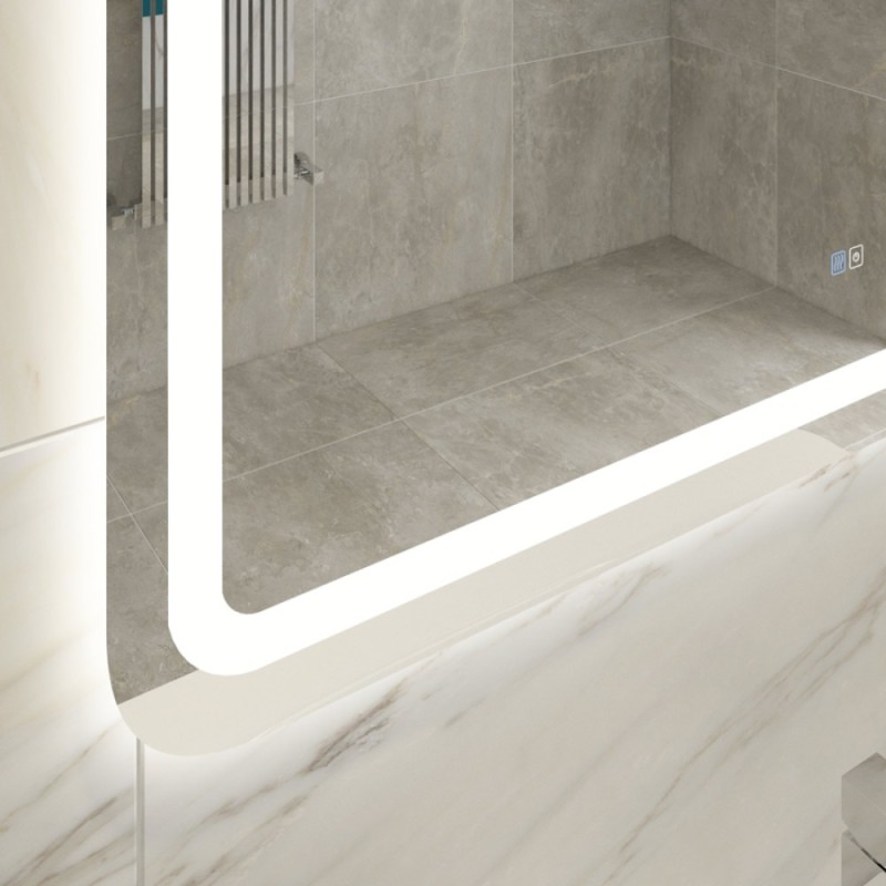 Зеркало Cezares Stylus 140 x 70, со встроенной подсветкой, сенсорным выключателем и подогревом, белое, CZR-SPC-STYLUS-1400-700-TCH-WARM