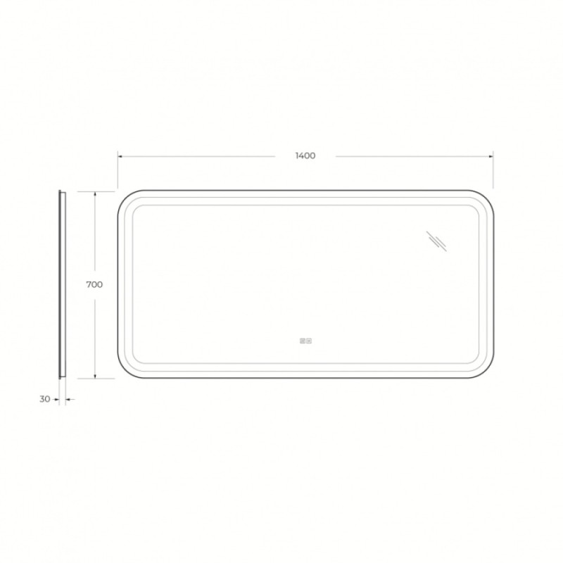 Зеркало Cezares Stylus 140 x 70, со встроенной подсветкой, сенсорным выключателем и подогревом, белое, CZR-SPC-STYLUS-1400-700-TCH-WARM