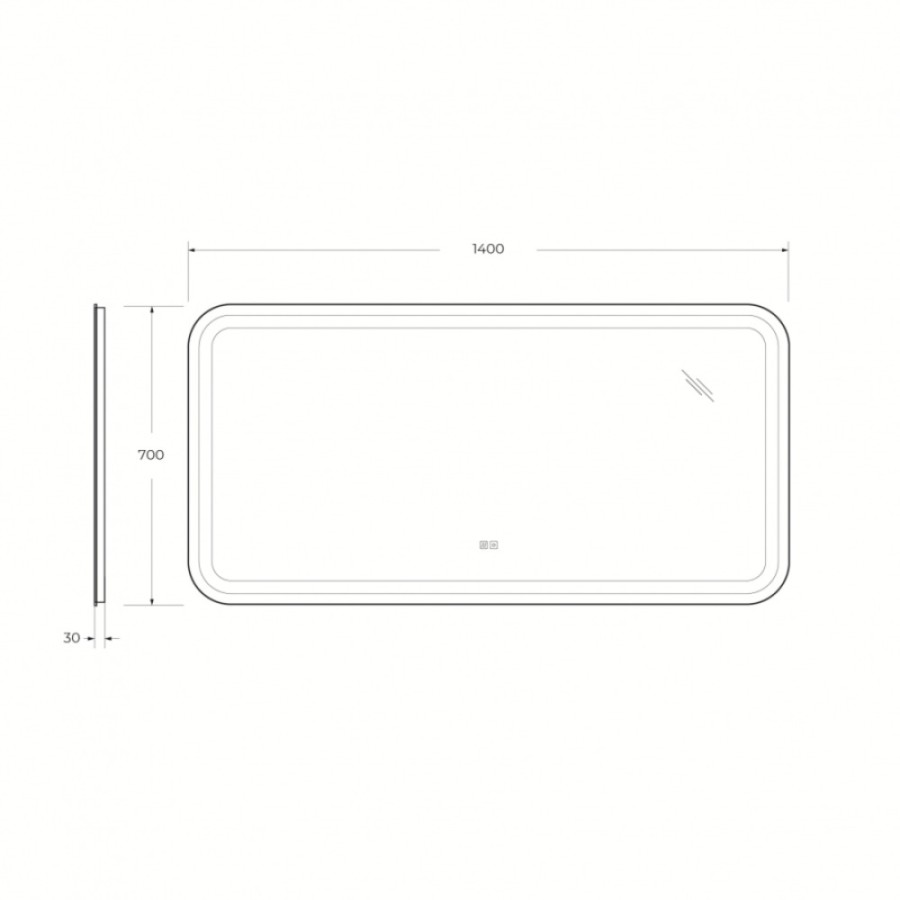 Зеркало Cezares Stylus 140 x 70, со встроенной подсветкой, сенсорным выключателем и подогревом, белое, CZR-SPC-STYLUS-1400-700-TCH-WARM