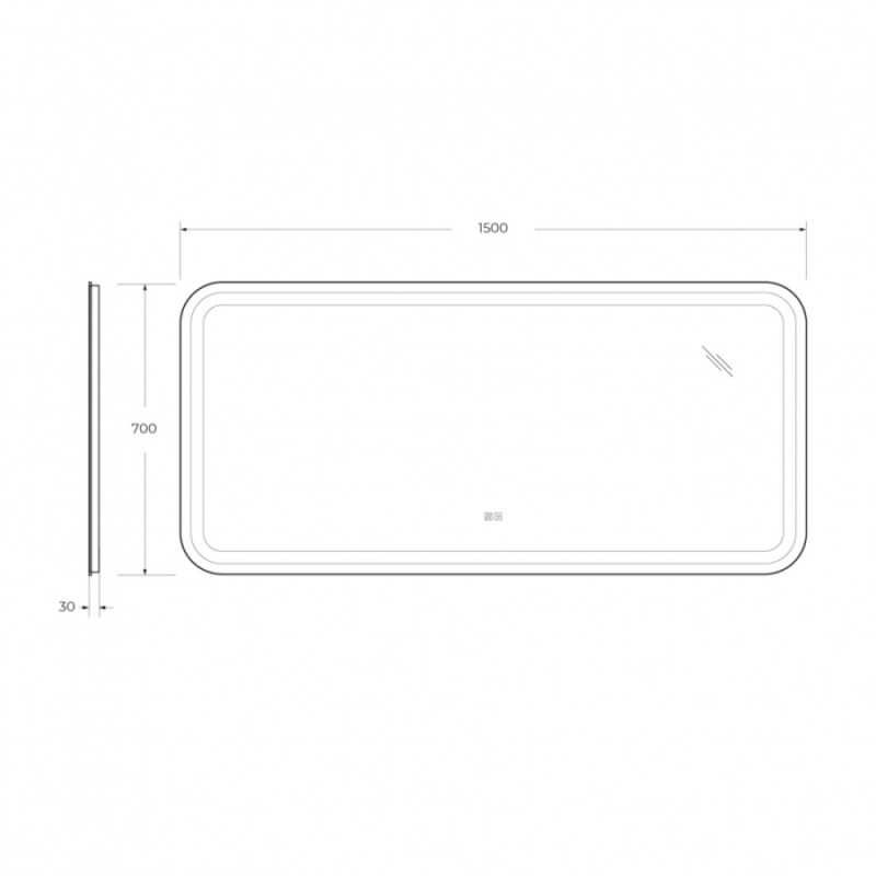 Зеркало Cezares Stylus 150 x 70 см, со встроенной подсветкой, сенсорным выключателем и подогревом, белое, CZR-SPC-STYLUS-1500-700-TCH-WARM