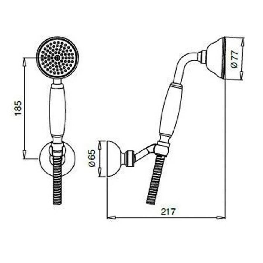Душевая лейка Cezares CZR-U-D1FC-02-Bi, 1 режим, бронза, белый