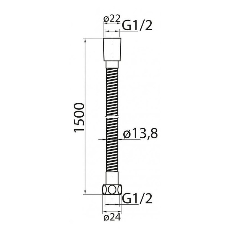 Душевой шланг Cezares CZR-U-FMDC-150-03/24, 150 см, металл, золото 24 карат
