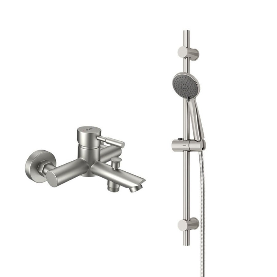 Смеситель для ванны и душа Dorff Logic New D0103030SS, с гарнитуром, нержавеющая сталь