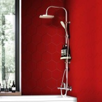 Душевой гарнитур Dorff Prime D0740000, с верхним душем, 5 режимов струи, хром/белый