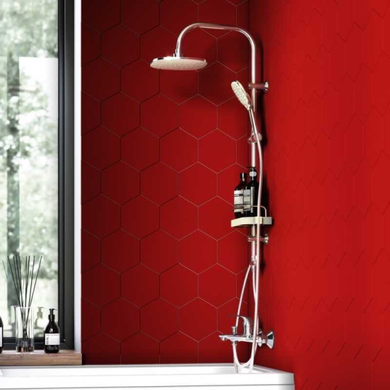 Душевой гарнитур Dorff Prime D0740000, с верхним душем, 5 режимов струи, хром/белый