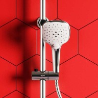 Душевой гарнитур Dorff Prime D0740000, с верхним душем, 5 режимов струи, хром/белый