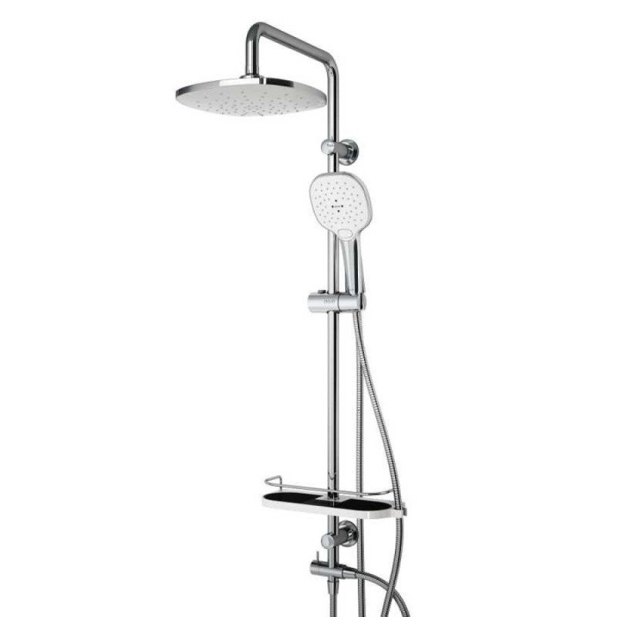Душевой гарнитур Dorff Prime D0740000, с верхним душем, 5 режимов струи, хром/белый