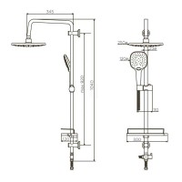 Душевой гарнитур Dorff Prime D0740000, с верхним душем, 5 режимов струи, хром/белый