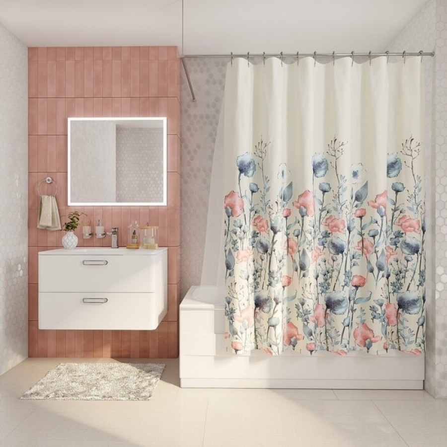 Штора для ванной комнаты Iddis Decor 200 x 180 см, D11P218i11, полиэстер, белый (цветы)