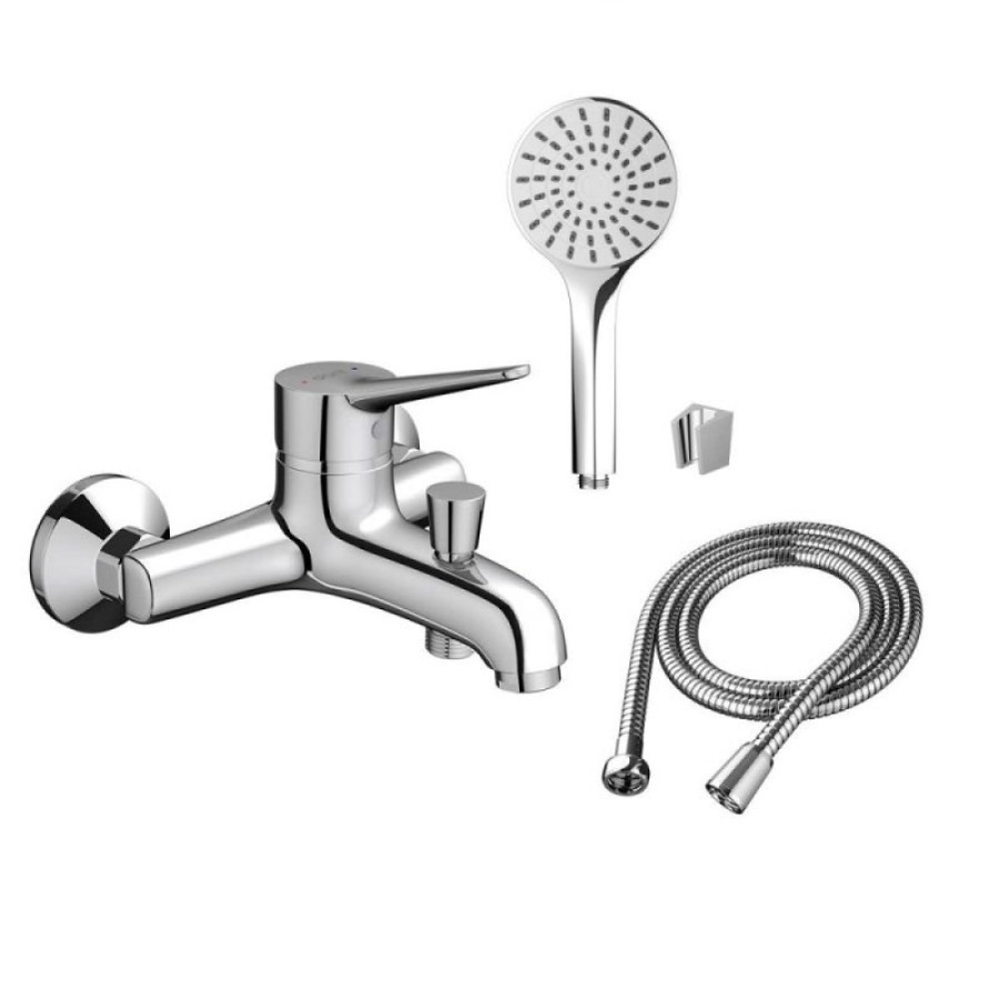 Смеситель Dorff Optima D2010008 для ванны и душа, с гарнитуром, хром