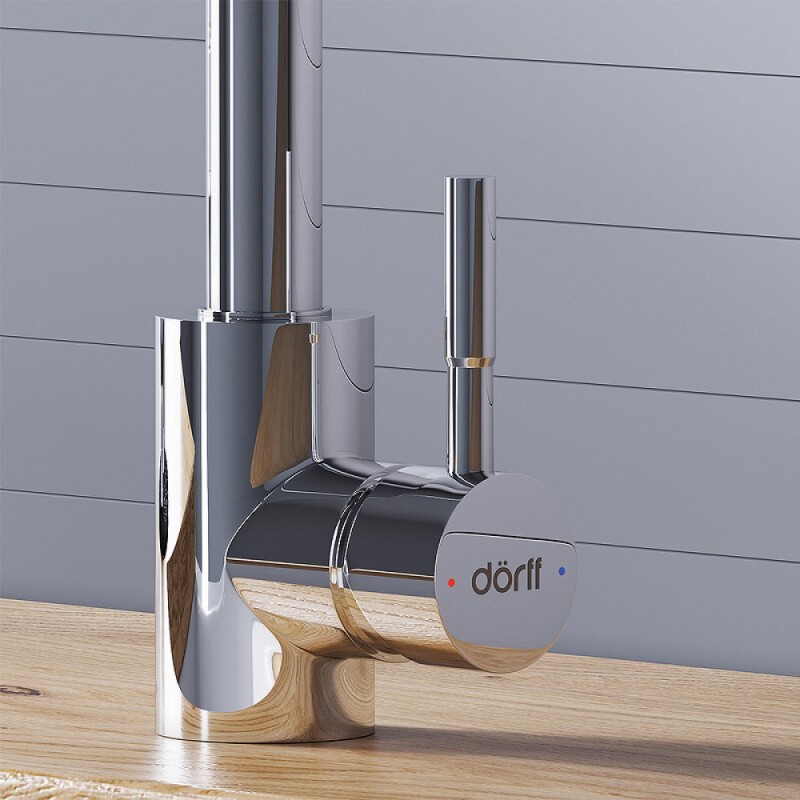 Смеситель для кухни Dorff Logic D3007500, с выдвижным изливом, хром глянцевый