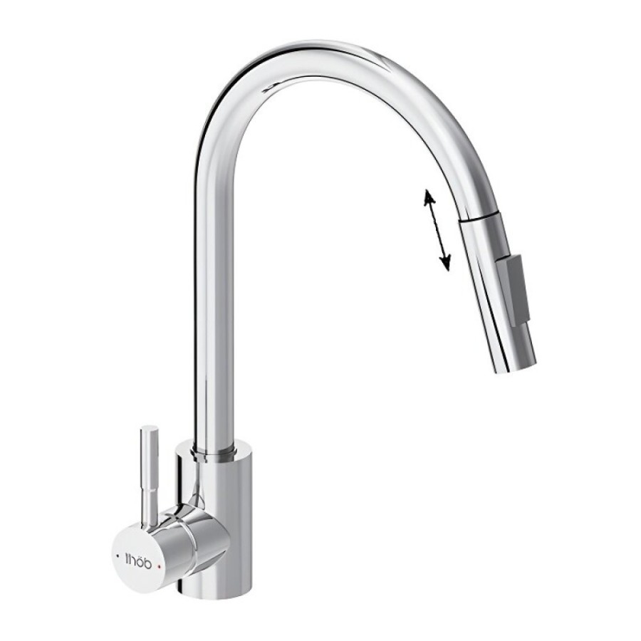 Смеситель для кухни Dorff Logic D3007500, с выдвижным изливом, хром глянцевый