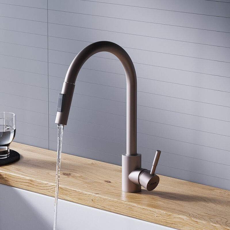 Смеситель для кухни Dorff Logic D3007511, с выдвижным изливом, сатин матовый