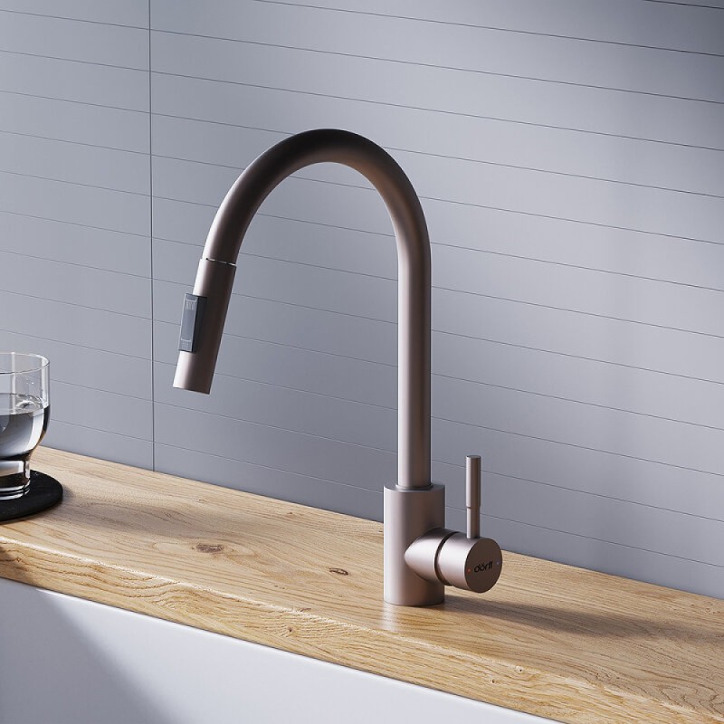 Смеситель для кухни Dorff Logic D3007511, с выдвижным изливом, сатин матовый