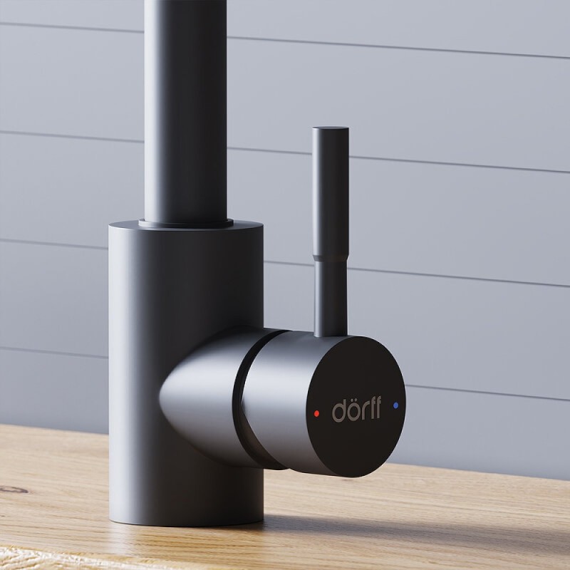 Смеситель для кухни Dorff Logic D3007522, с выдвижным изливом, черный матовый